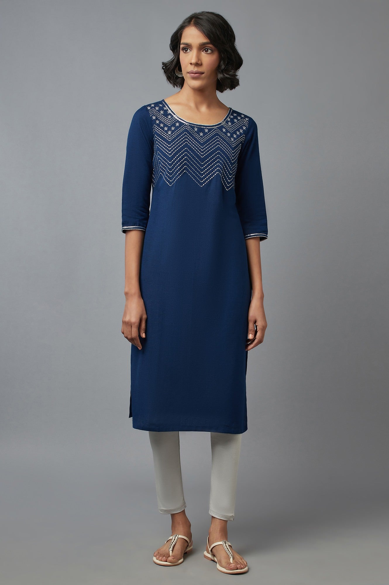 Dark Blue Embroidered kurta