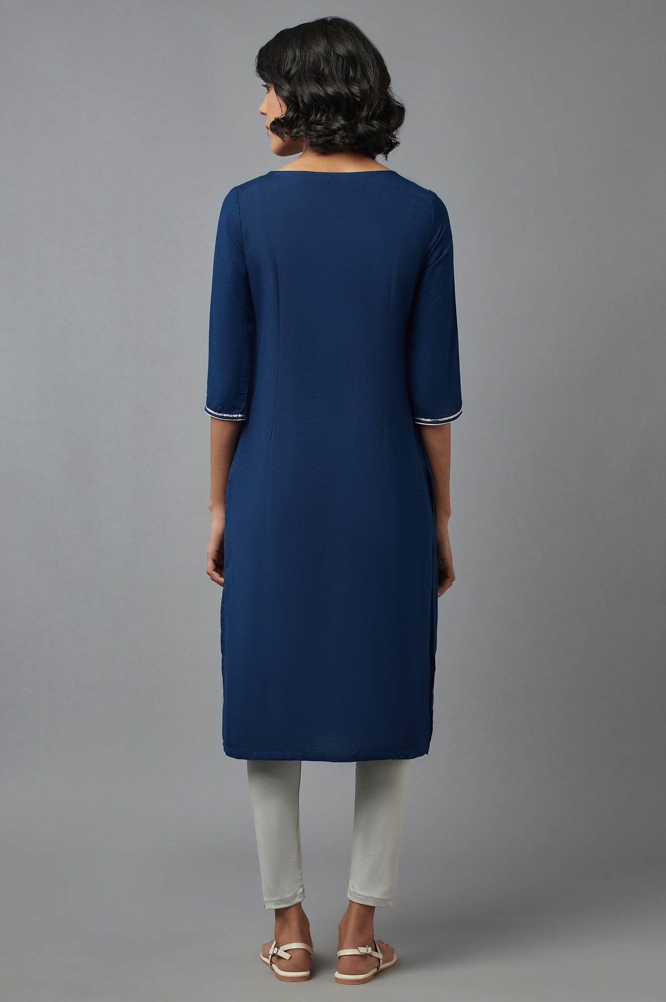 Dark Blue Embroidered kurta