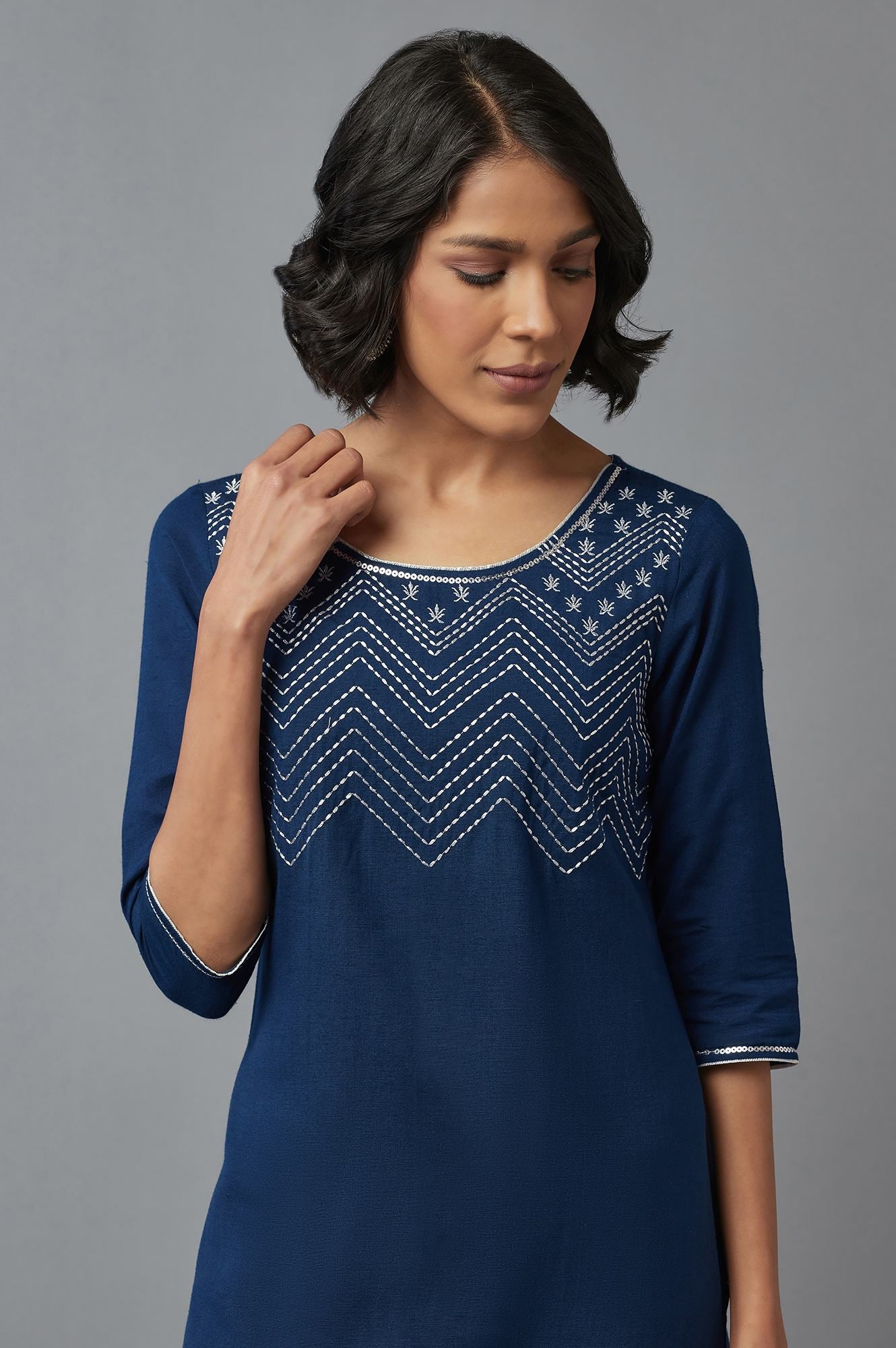 Dark Blue Embroidered kurta