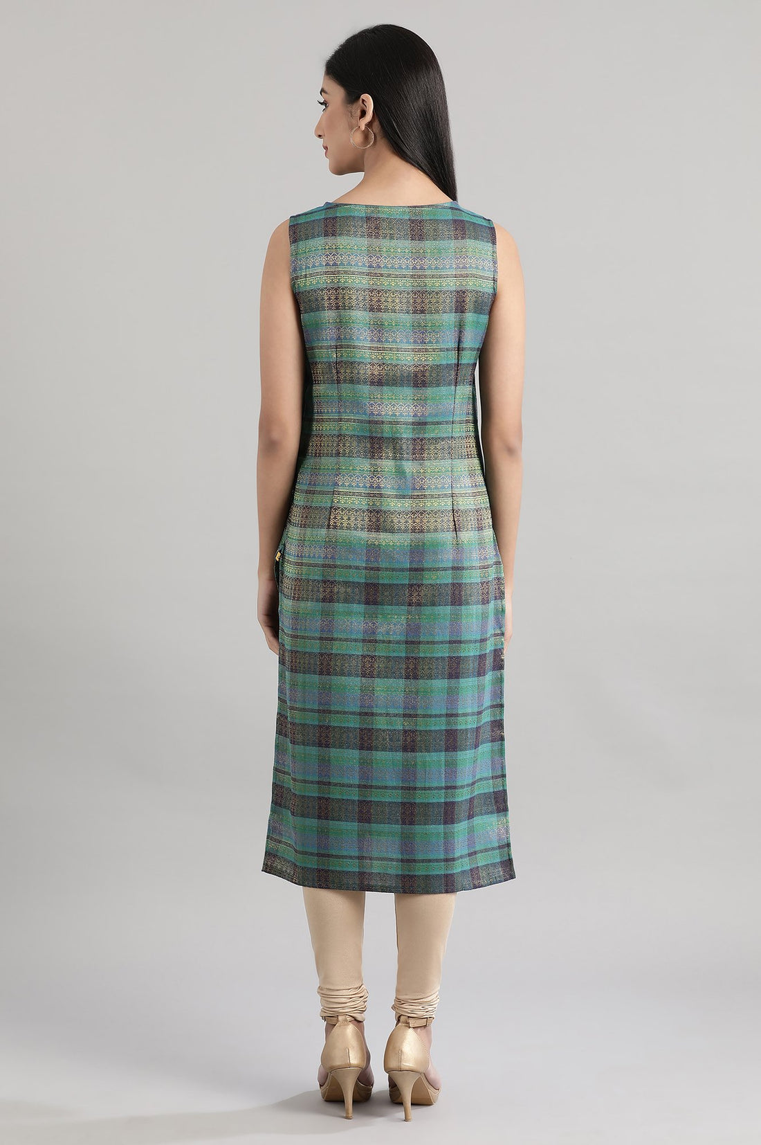 Teal Blue Sleeveless kurta