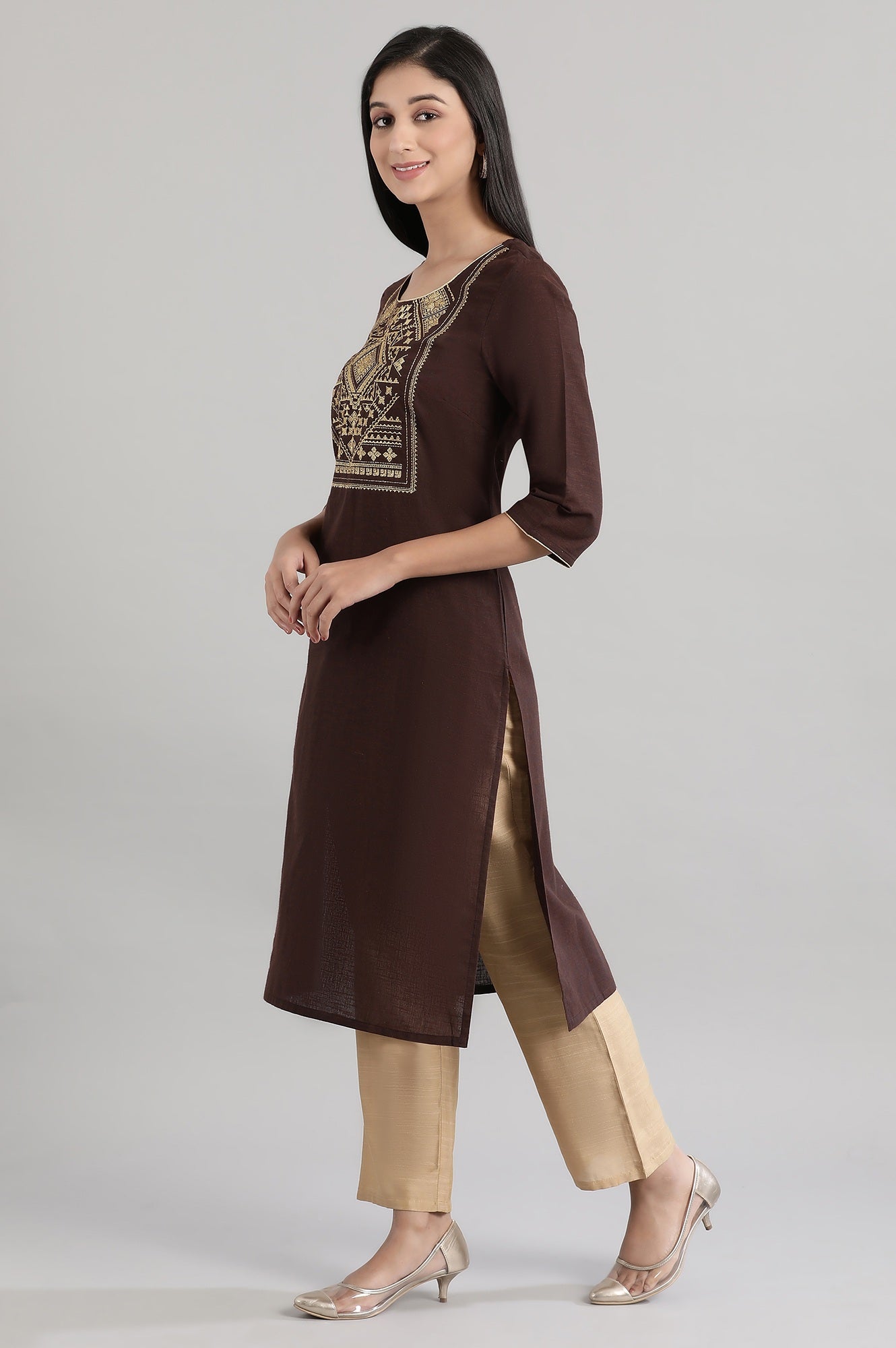 Brown Cotton kurta