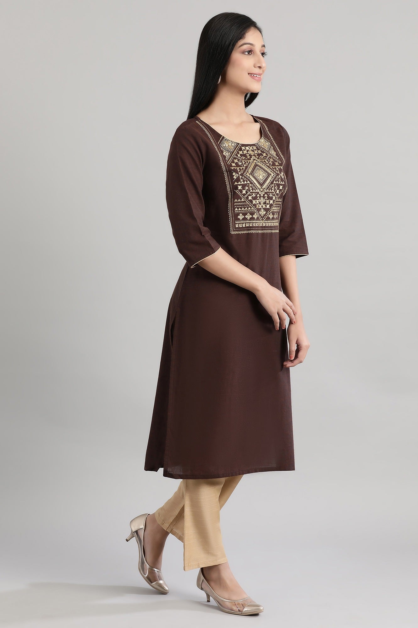 Brown Cotton kurta