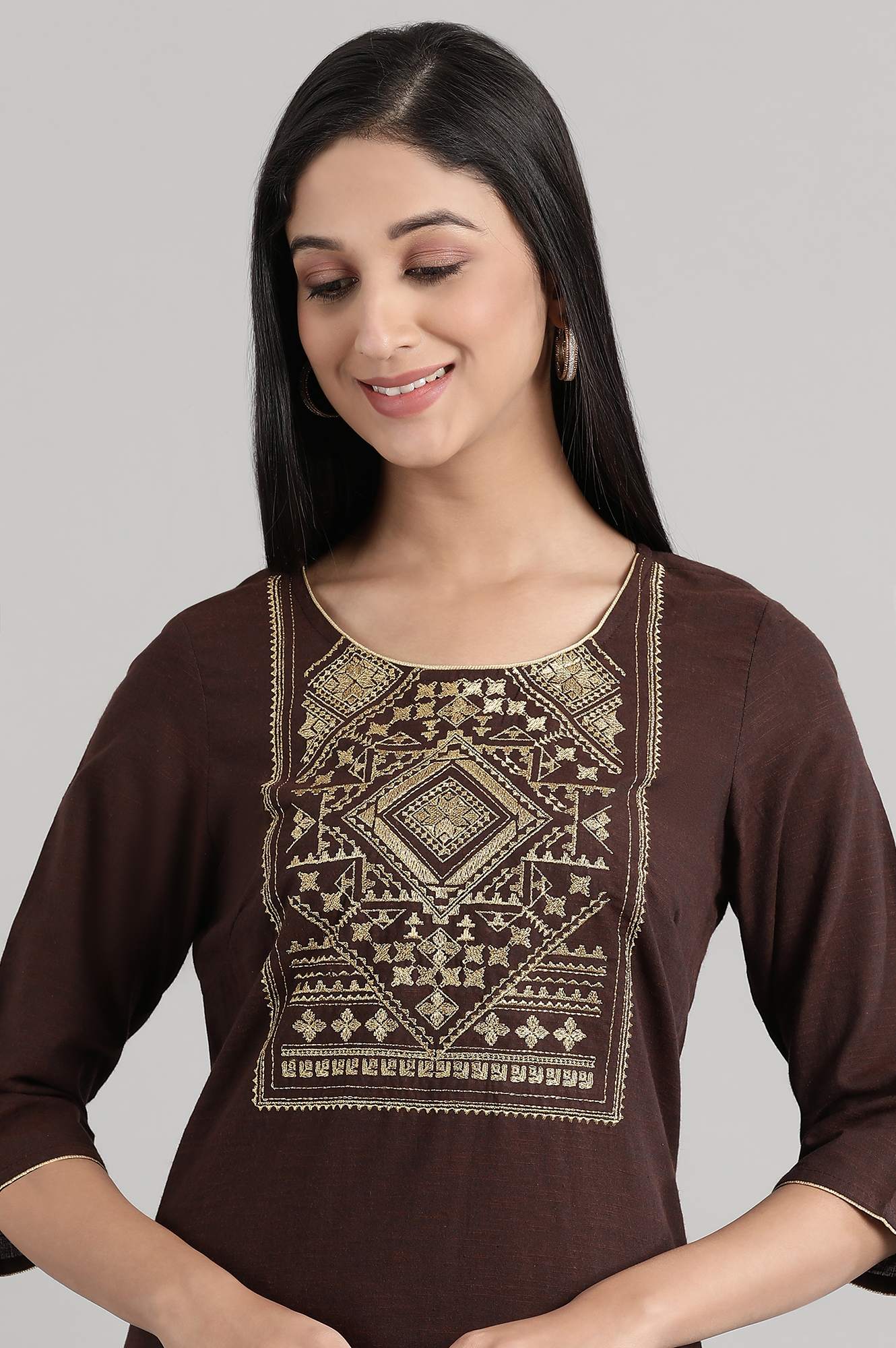 Brown Cotton kurta