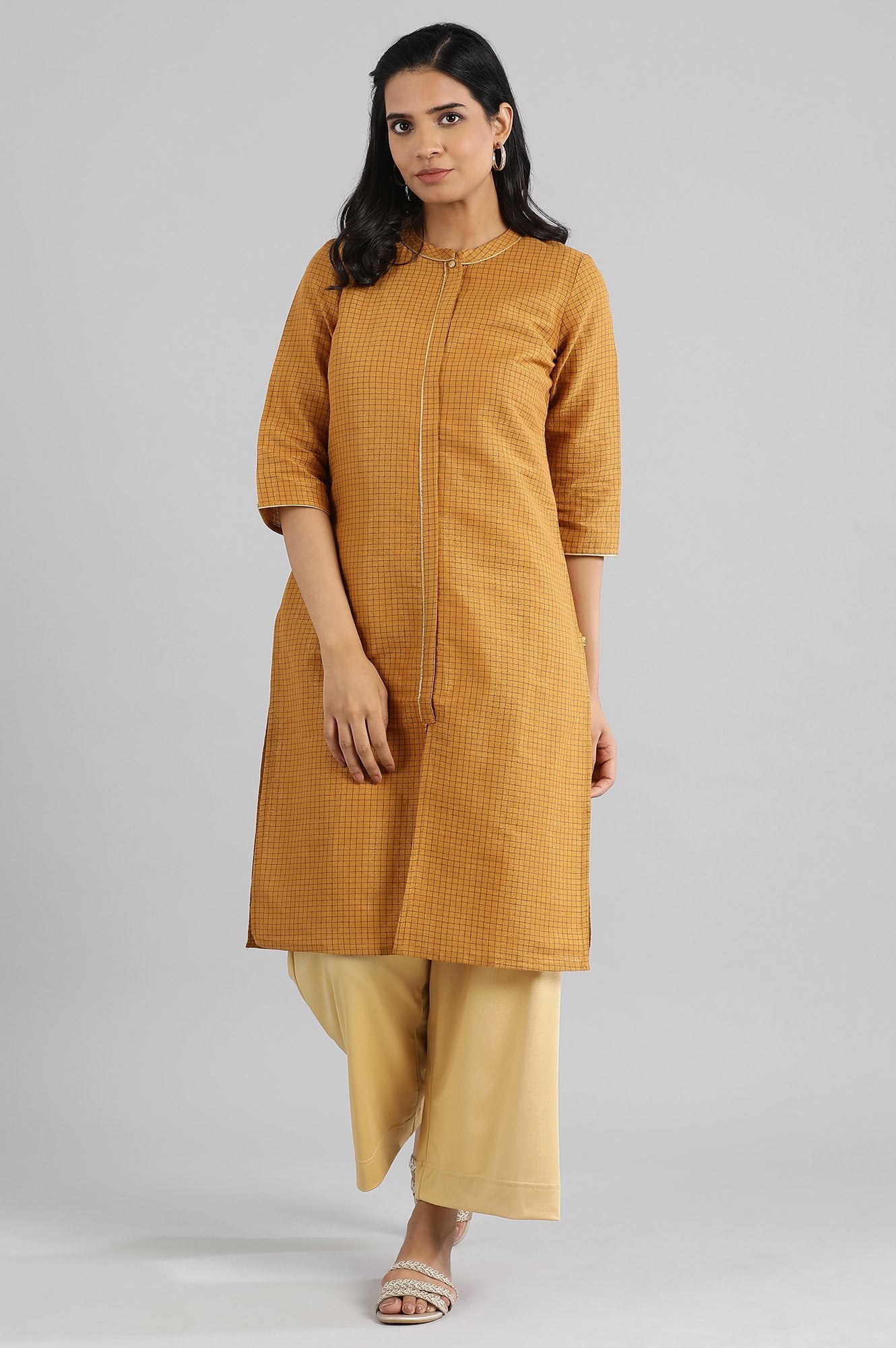 Golden Geometric Print kurta