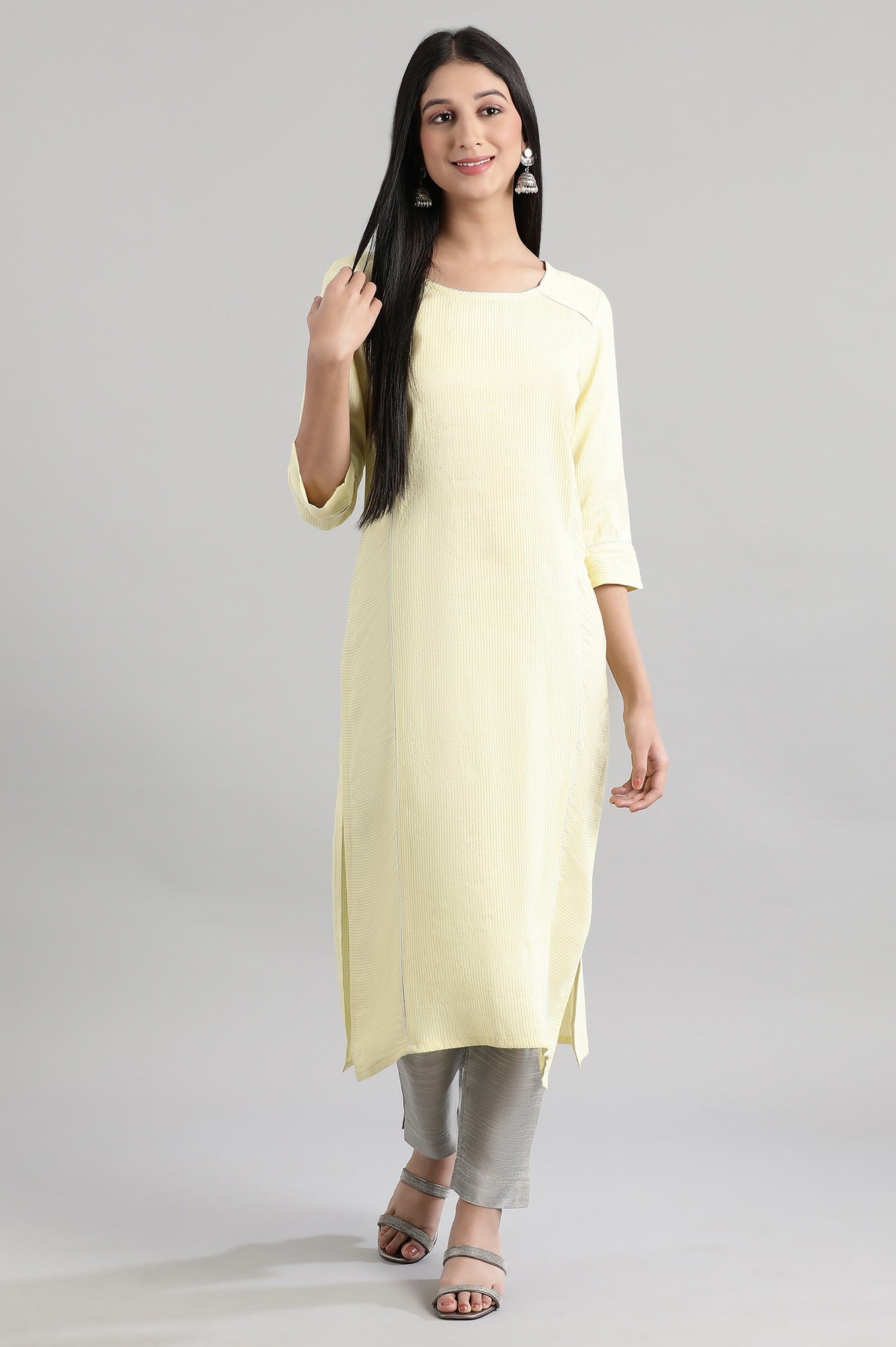 Custard Dobby kurta