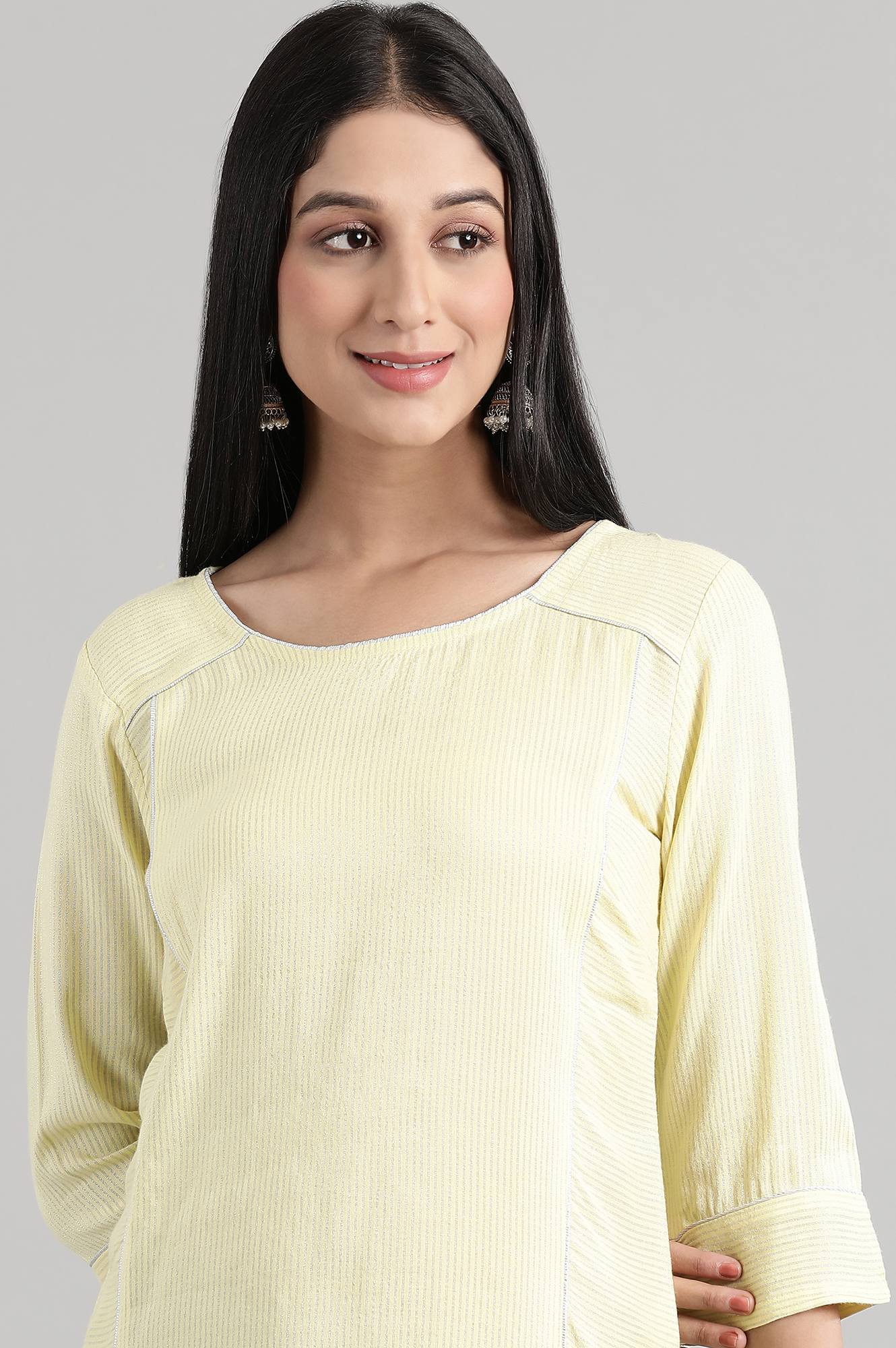 Custard Dobby kurta