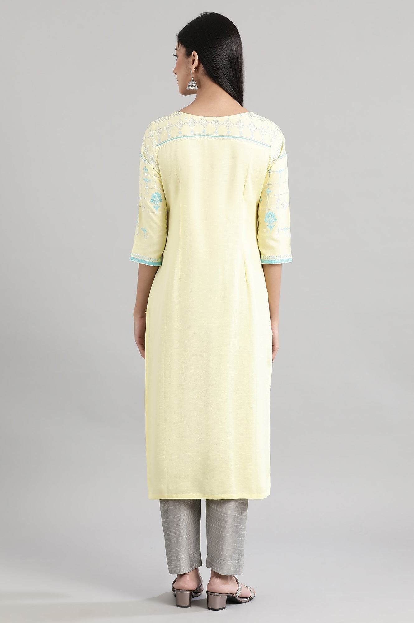 Custard Floral kurta