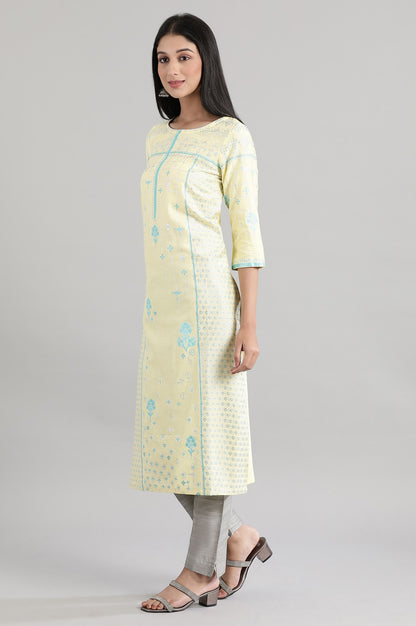 Custard Floral kurta