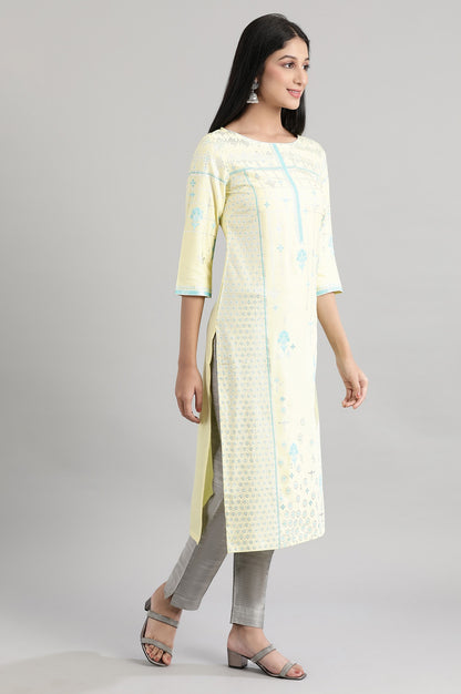 Custard Floral kurta