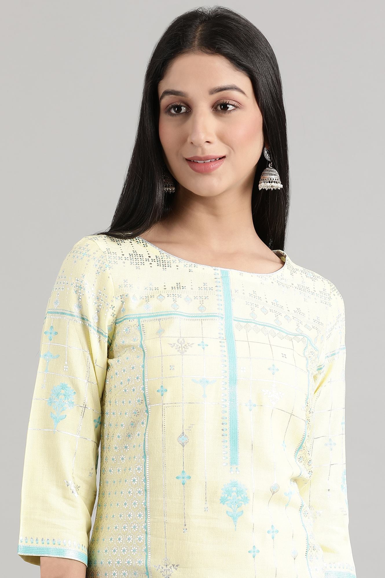 Custard Floral kurta