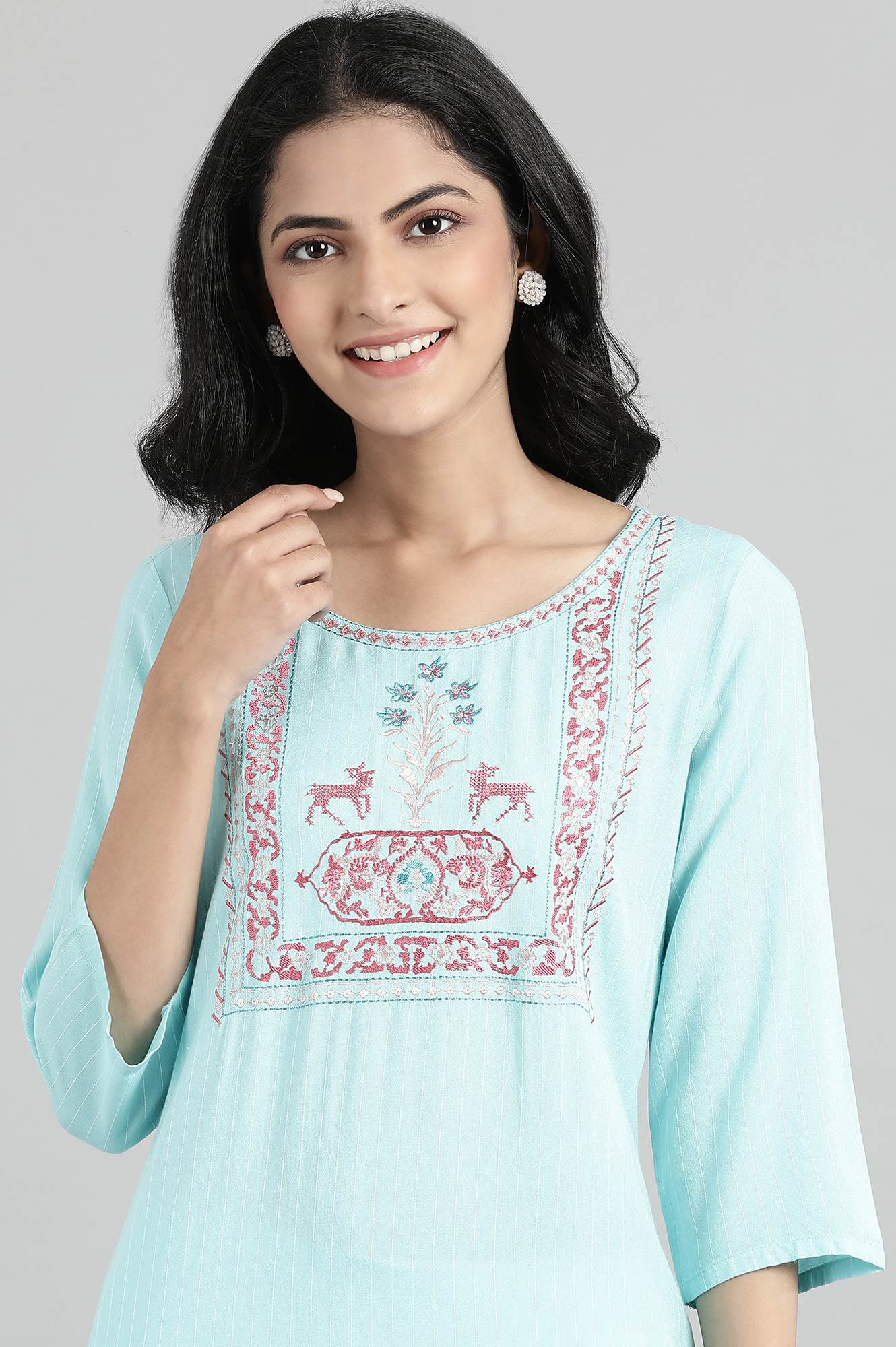 Antique Blue Printed kurta