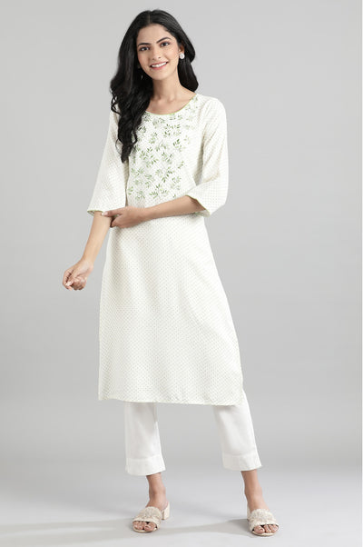 Off White Printed kurta
