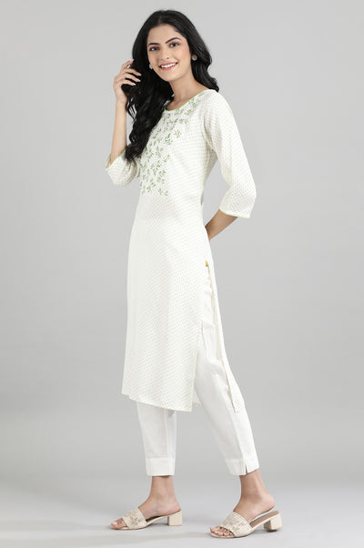 Off White Printed kurta