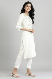 Off White Printed kurta
