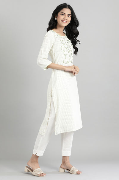 Off White Printed kurta