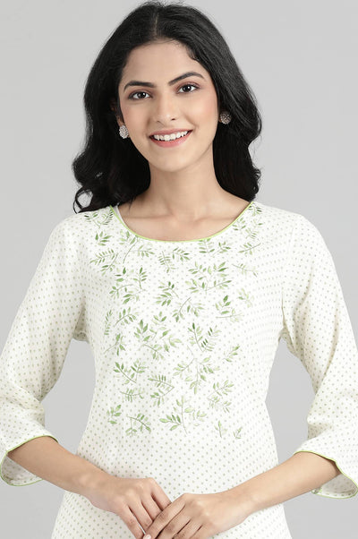Off White Printed kurta