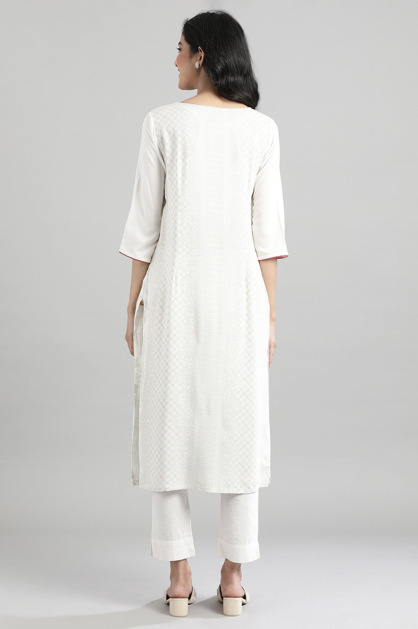 Off White Printed kurta