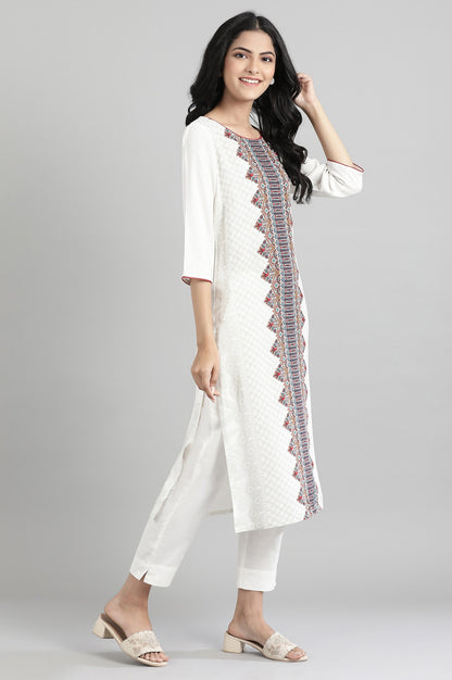 Off White Printed kurta