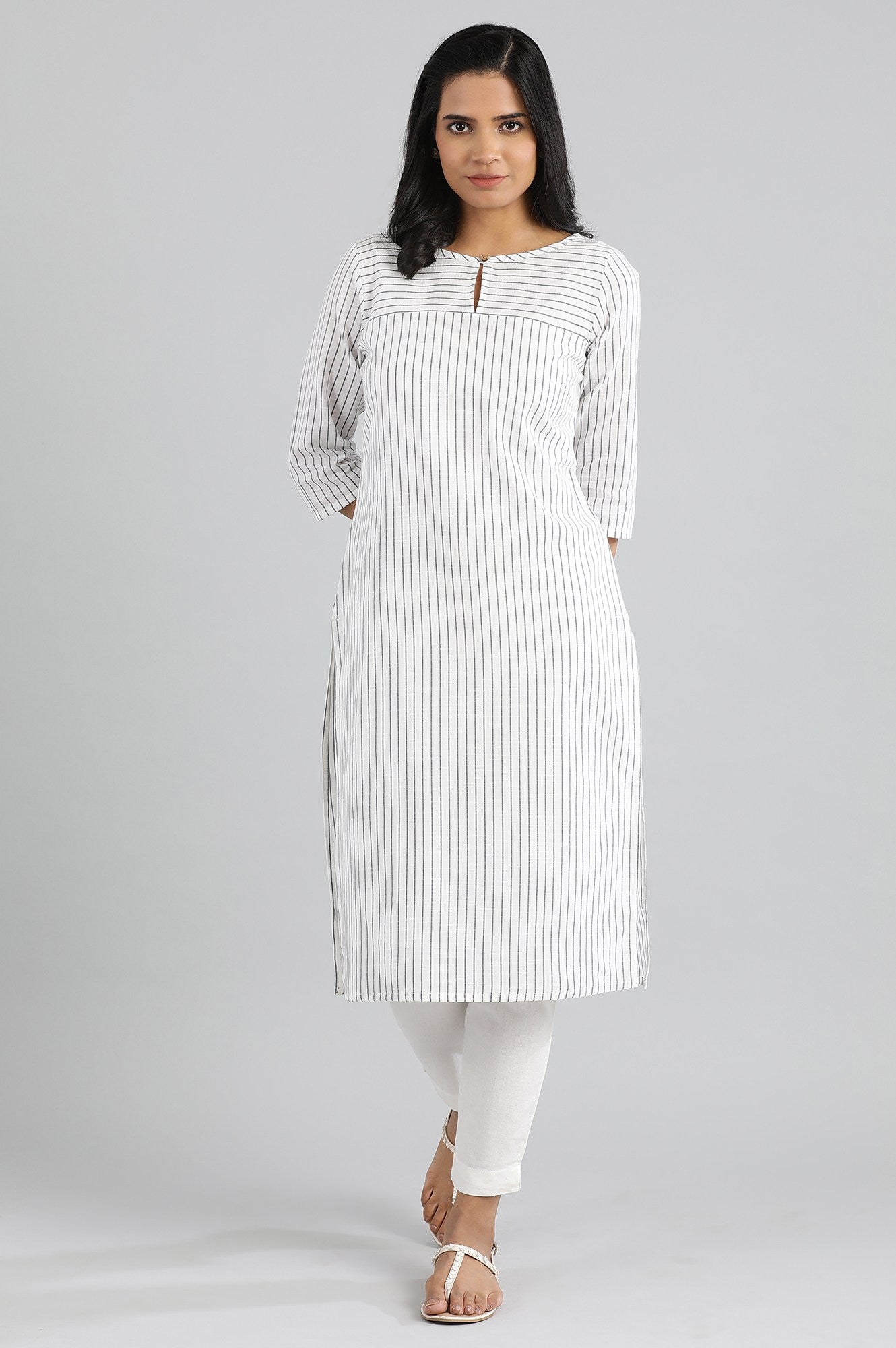 White Dobby Cotton kurta