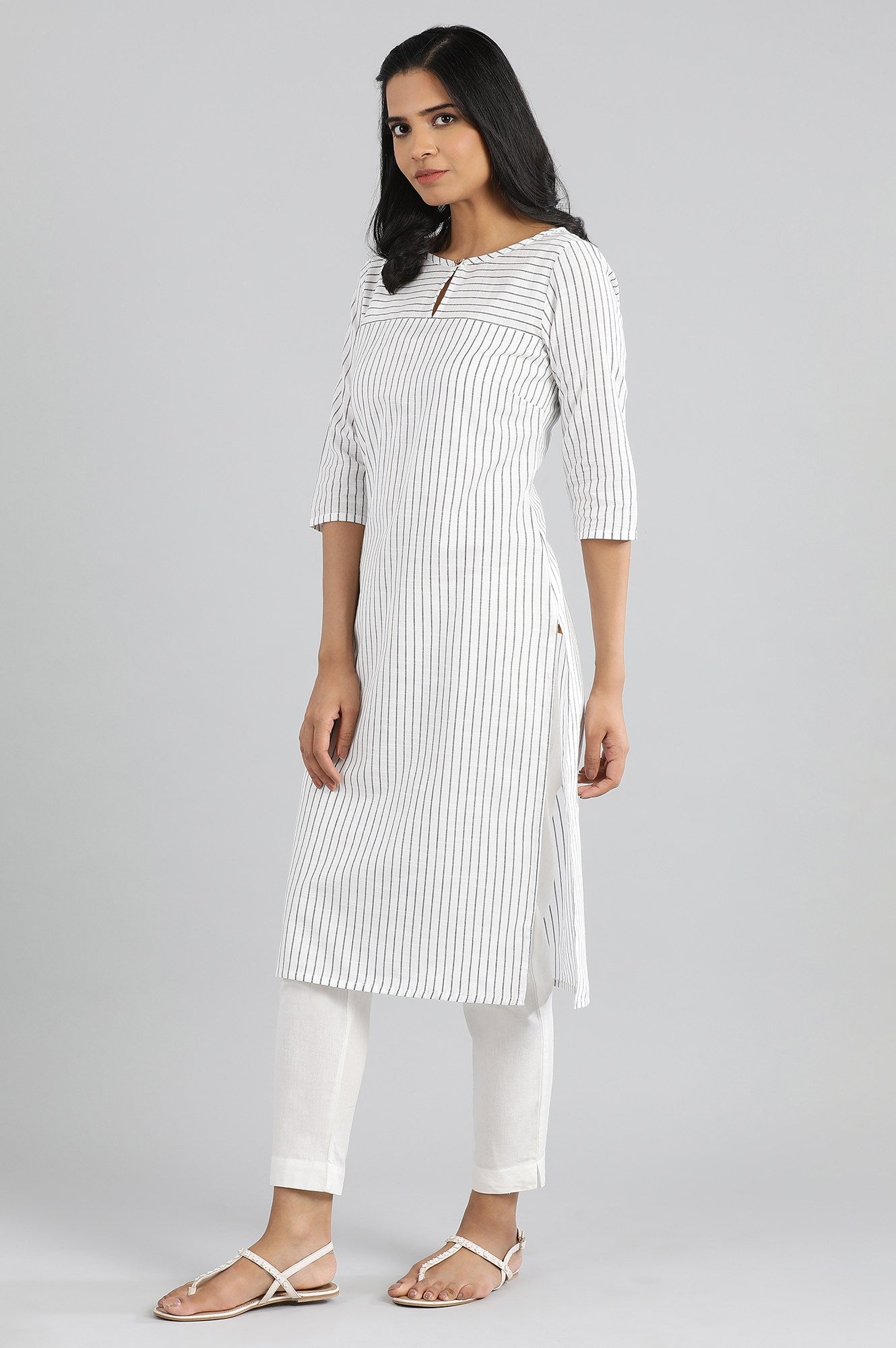 White Dobby Cotton kurta