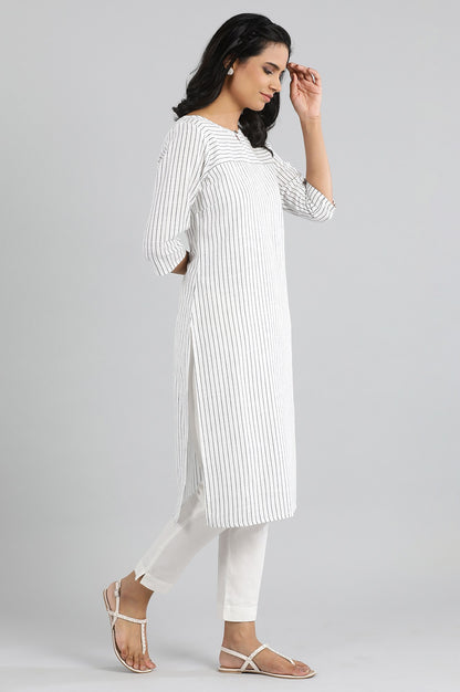 White Dobby Cotton kurta