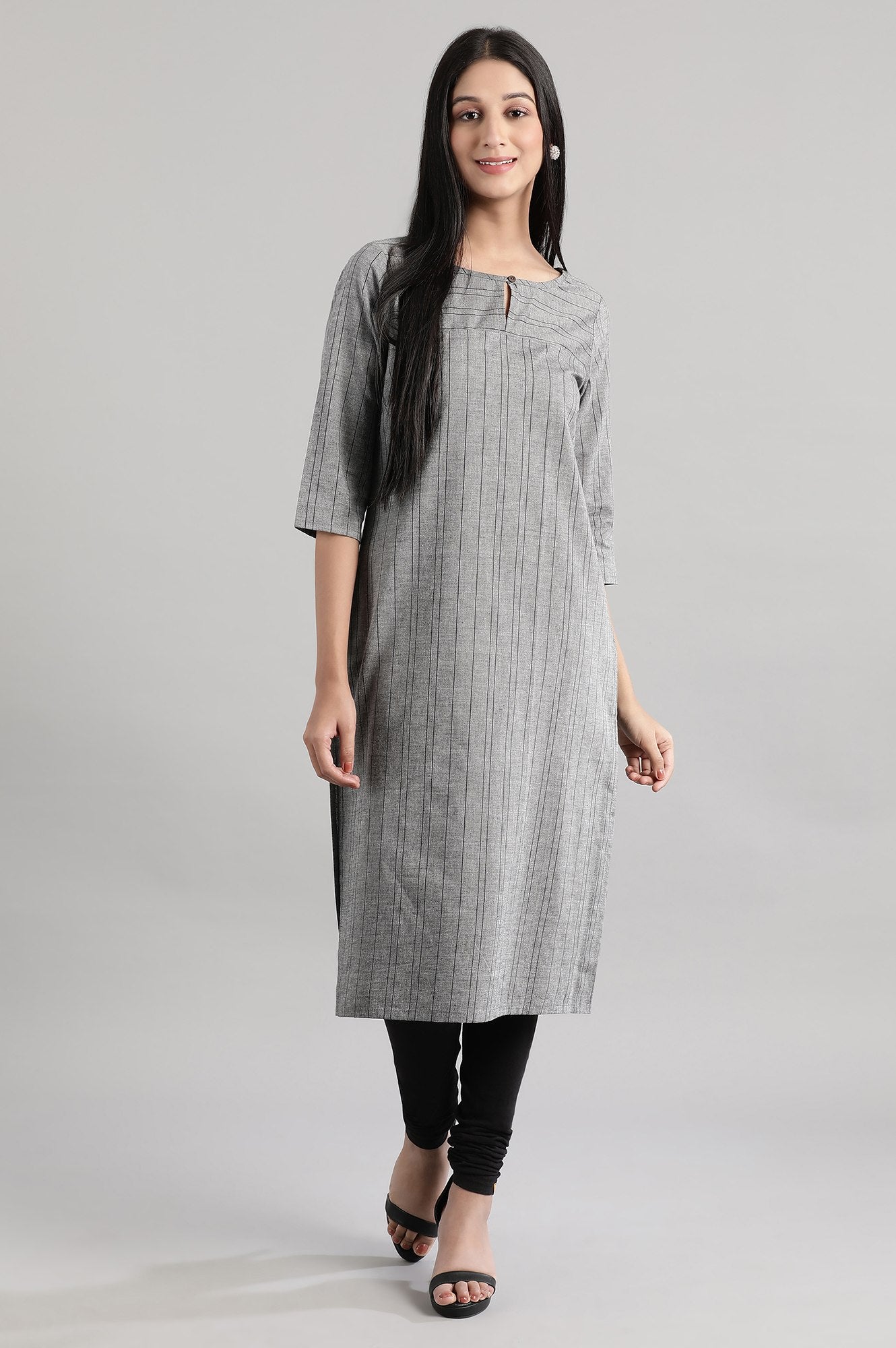 Grey Stripe Dobby kurta