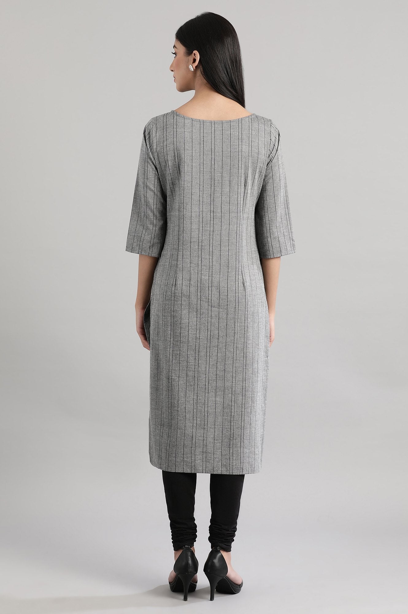 Grey Stripe Dobby kurta