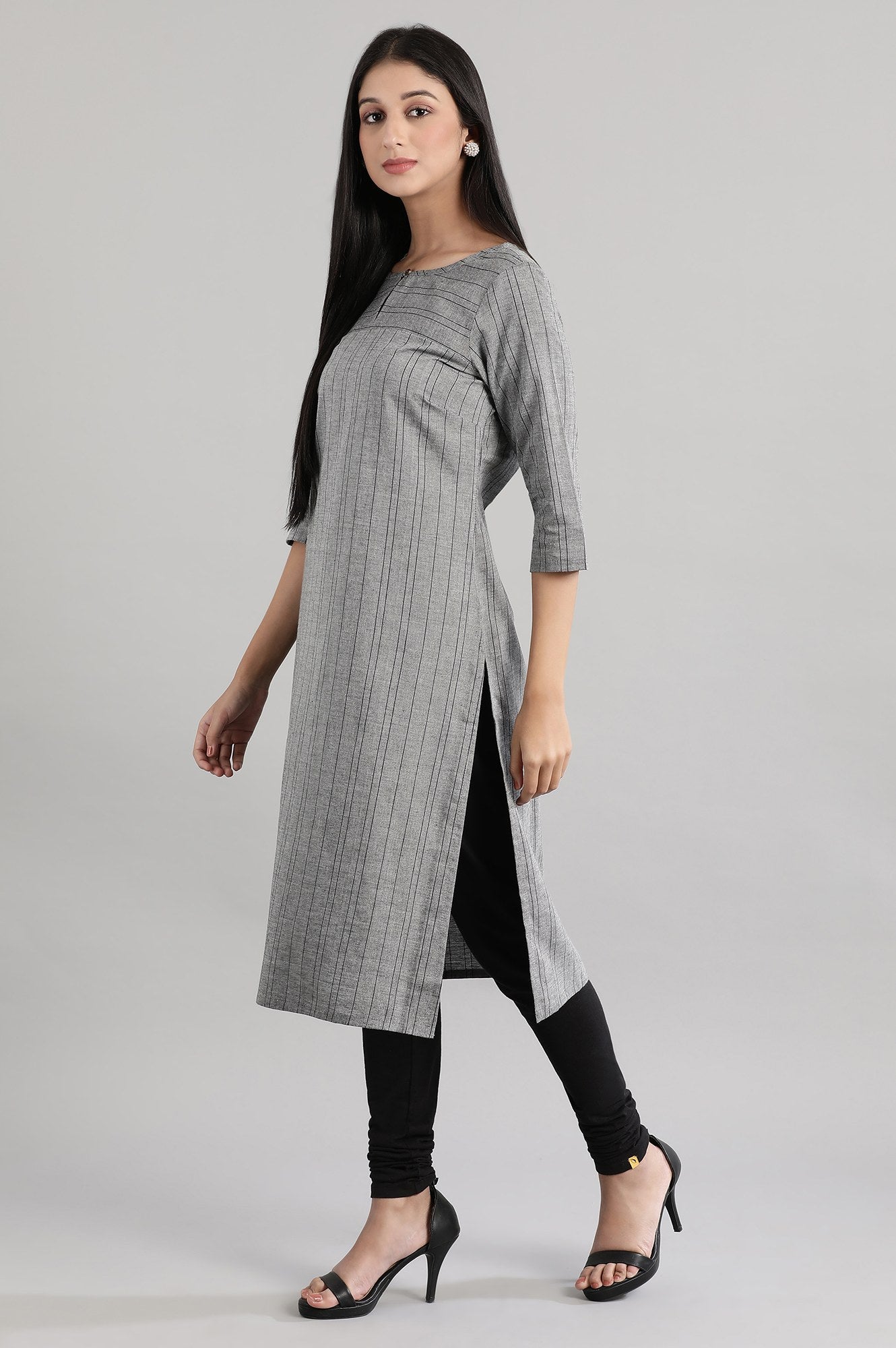 Grey Stripe Dobby kurta