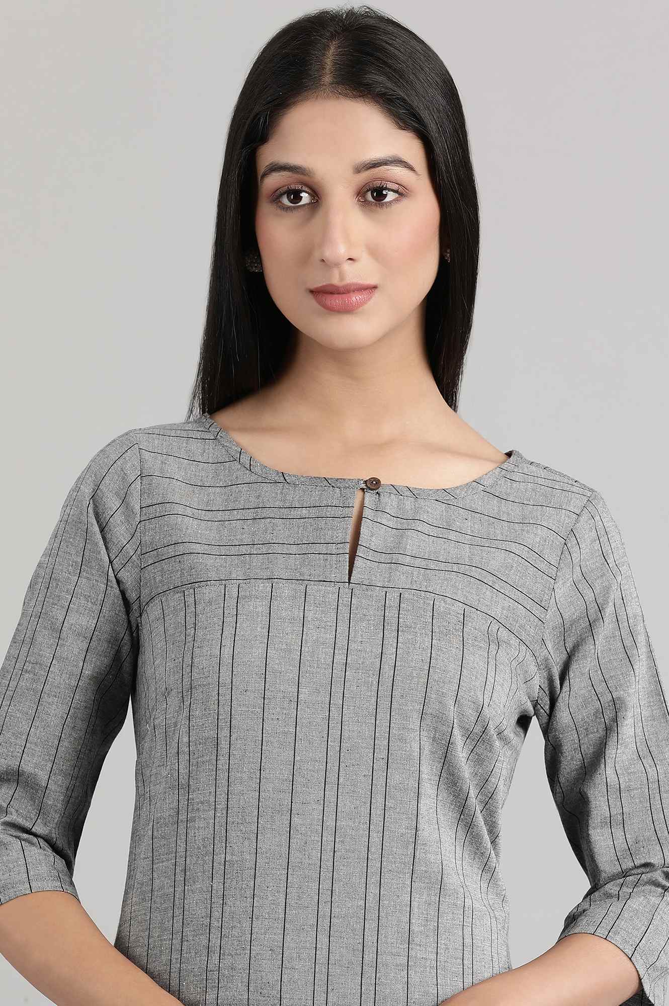 Grey Stripe Dobby kurta