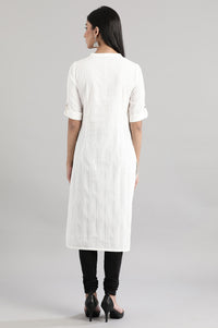 White Solid kurta