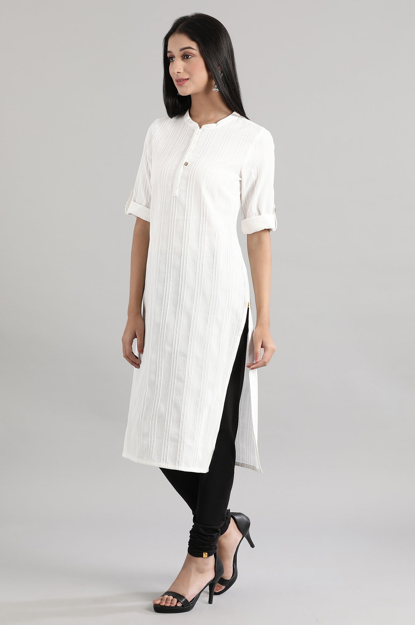 White Solid kurta