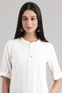 White Solid kurta
