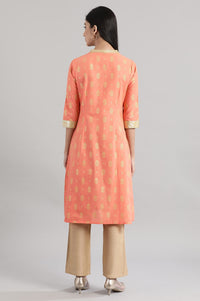 Coral Sand Floral Print kurta
