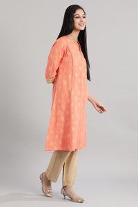 Coral Sand Floral Print kurta