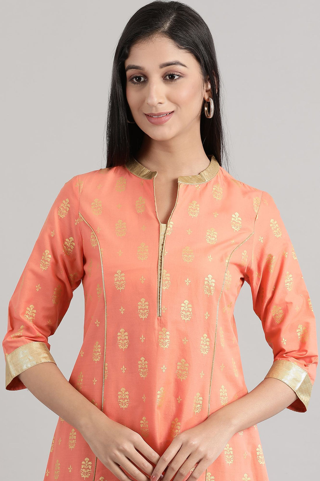 Coral Sand Floral Print kurta