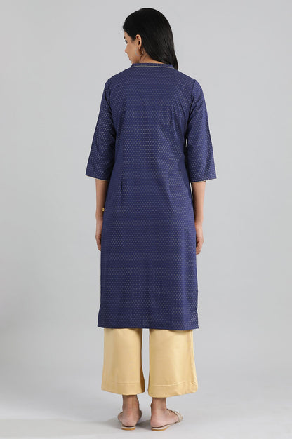 Maritime Blue Foil Print kurta