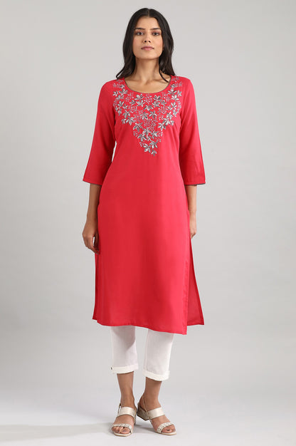 Red Solid kurta