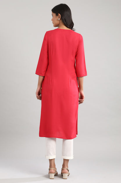 Red Solid kurta