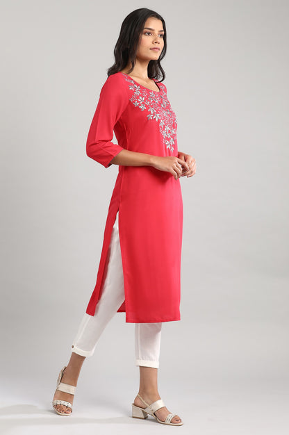 Red Solid kurta