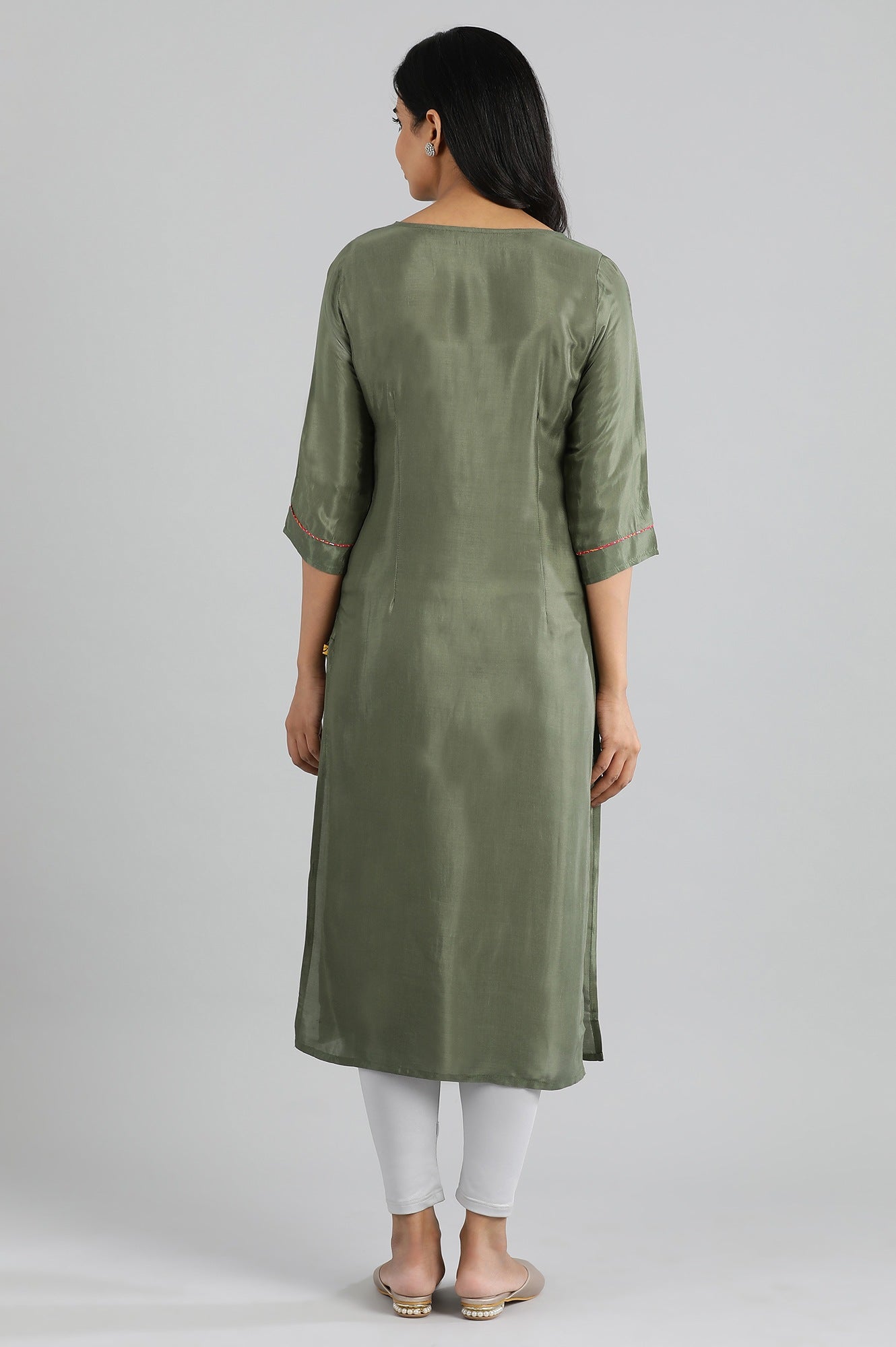 Olive Green Embellished kurta