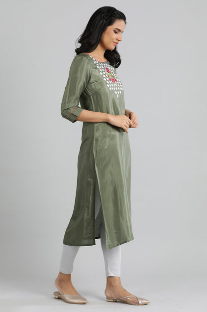 Olive Green Embellished kurta