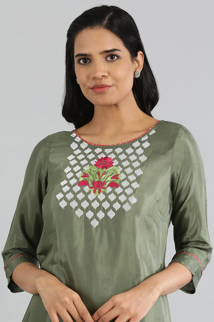 Olive Green Embellished kurta