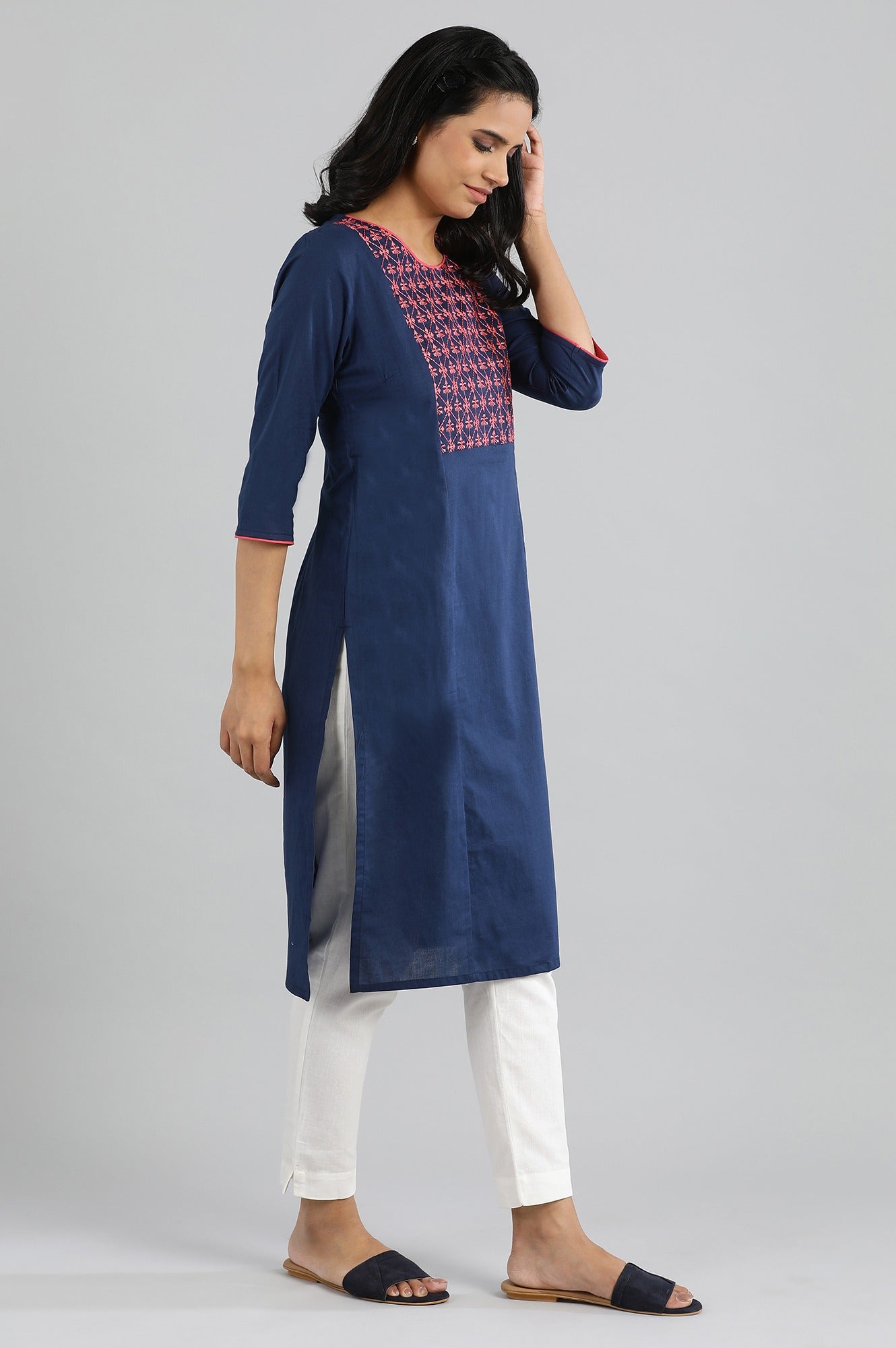 Dark Blue Cotton kurta