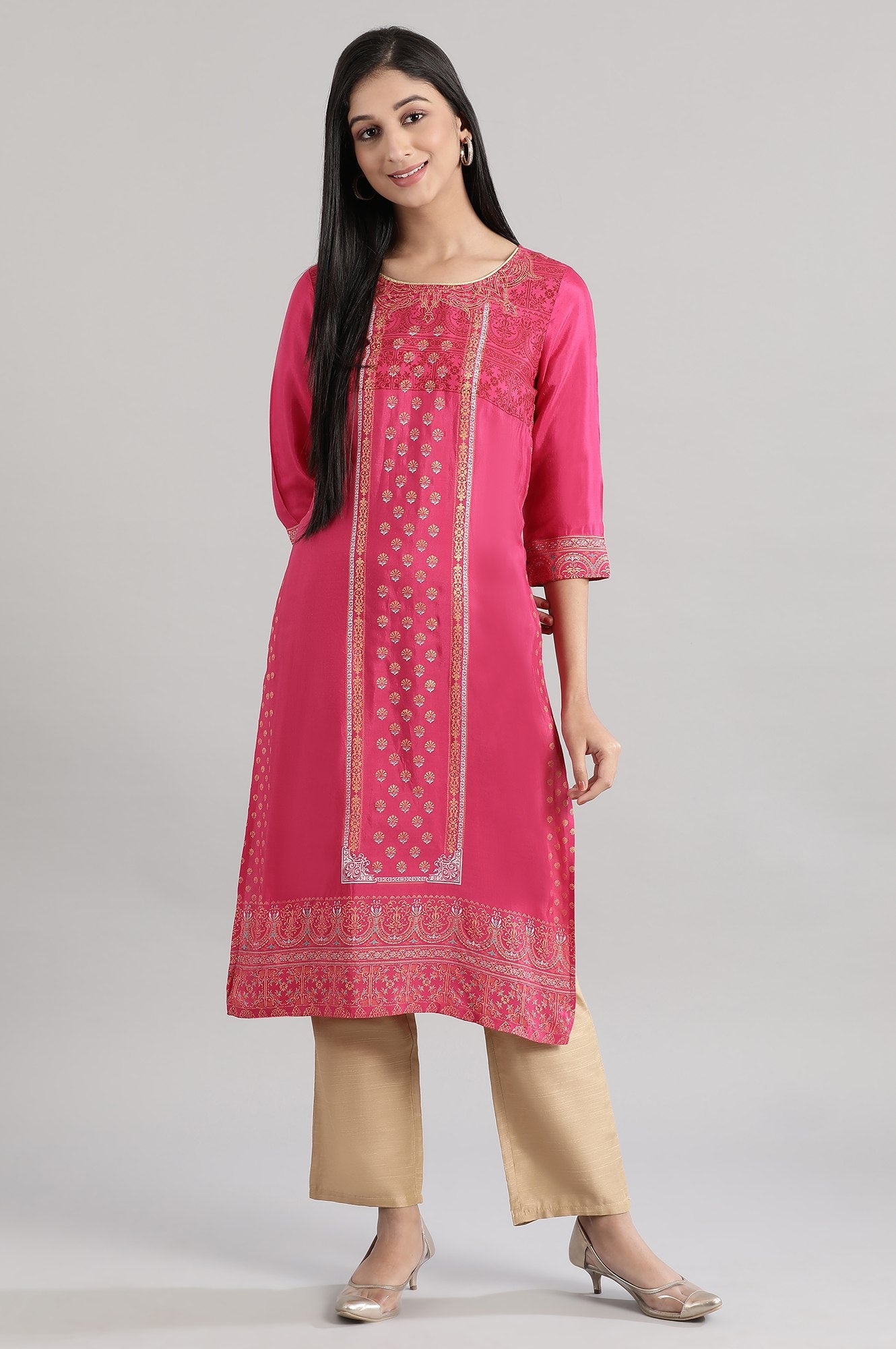 Pink Shantoon Printed kurta