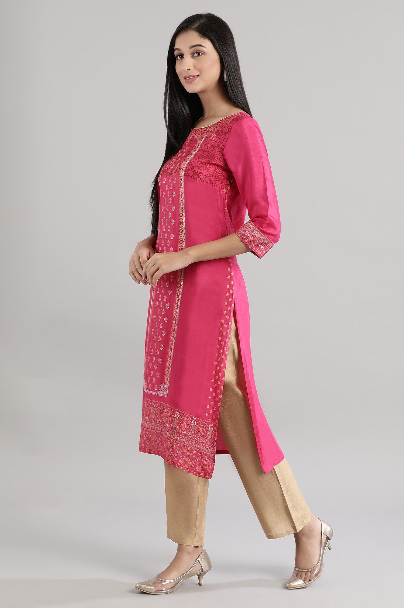 Pink Shantoon Printed kurta