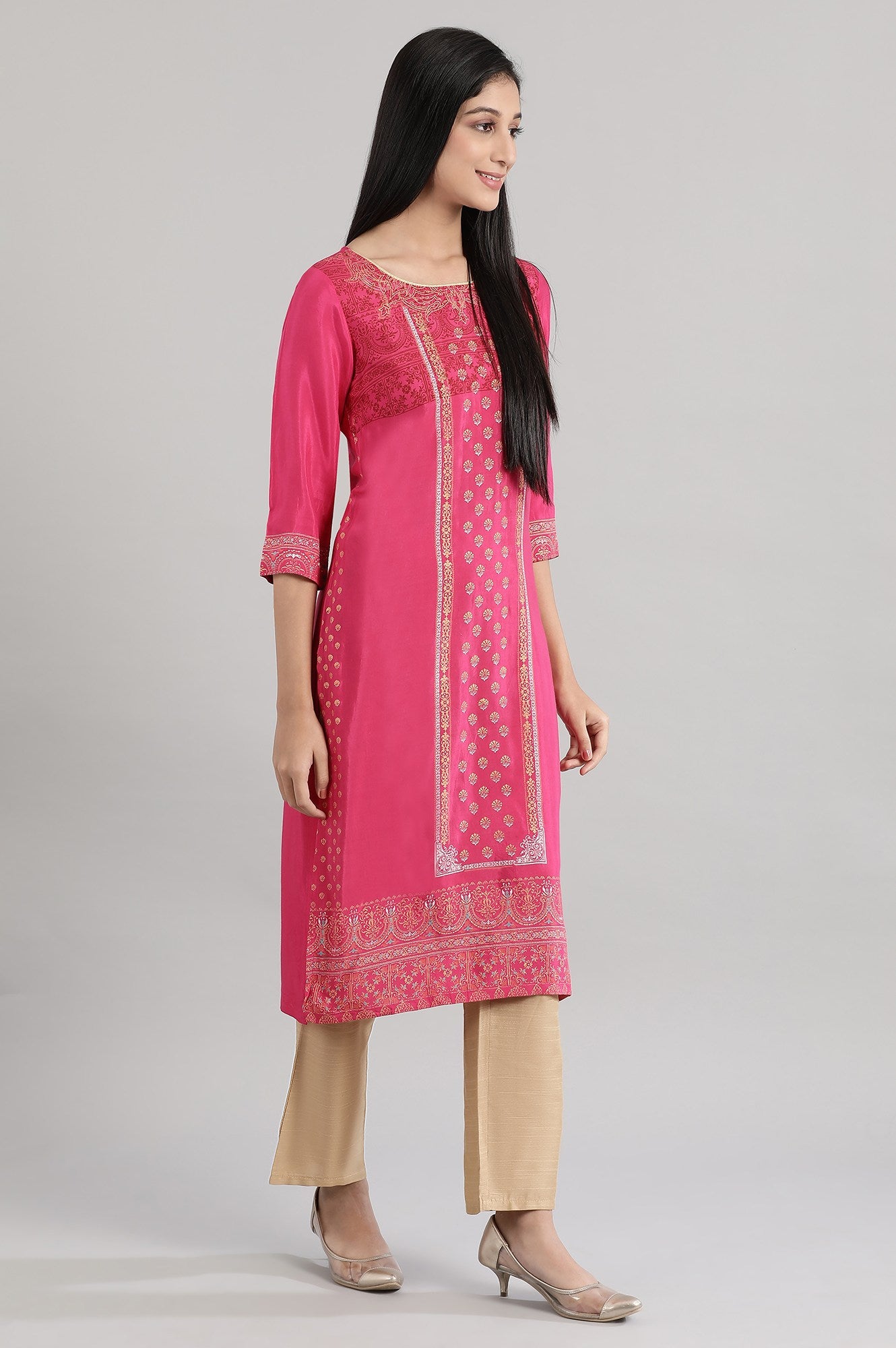 Pink Shantoon Printed kurta