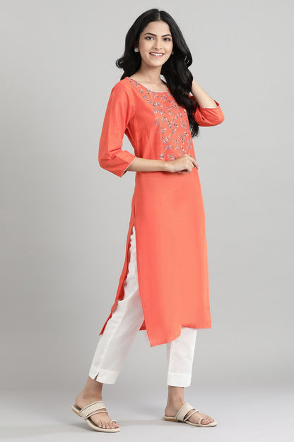 Orange Cotton kurta