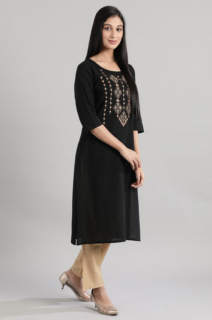 Black 2Tone Cotton kurta