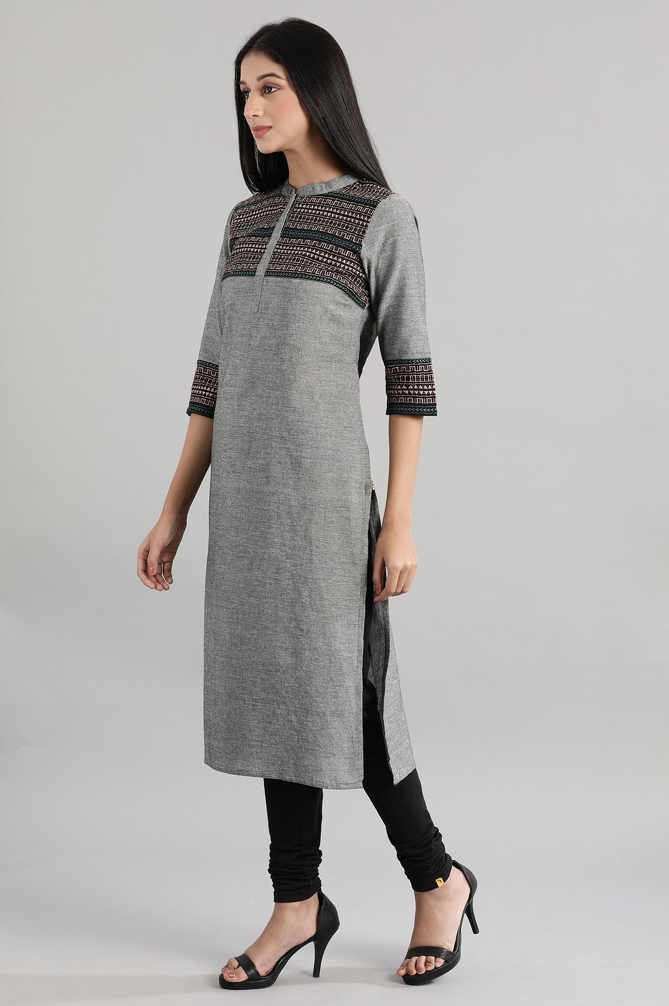 Grey Cotton kurta