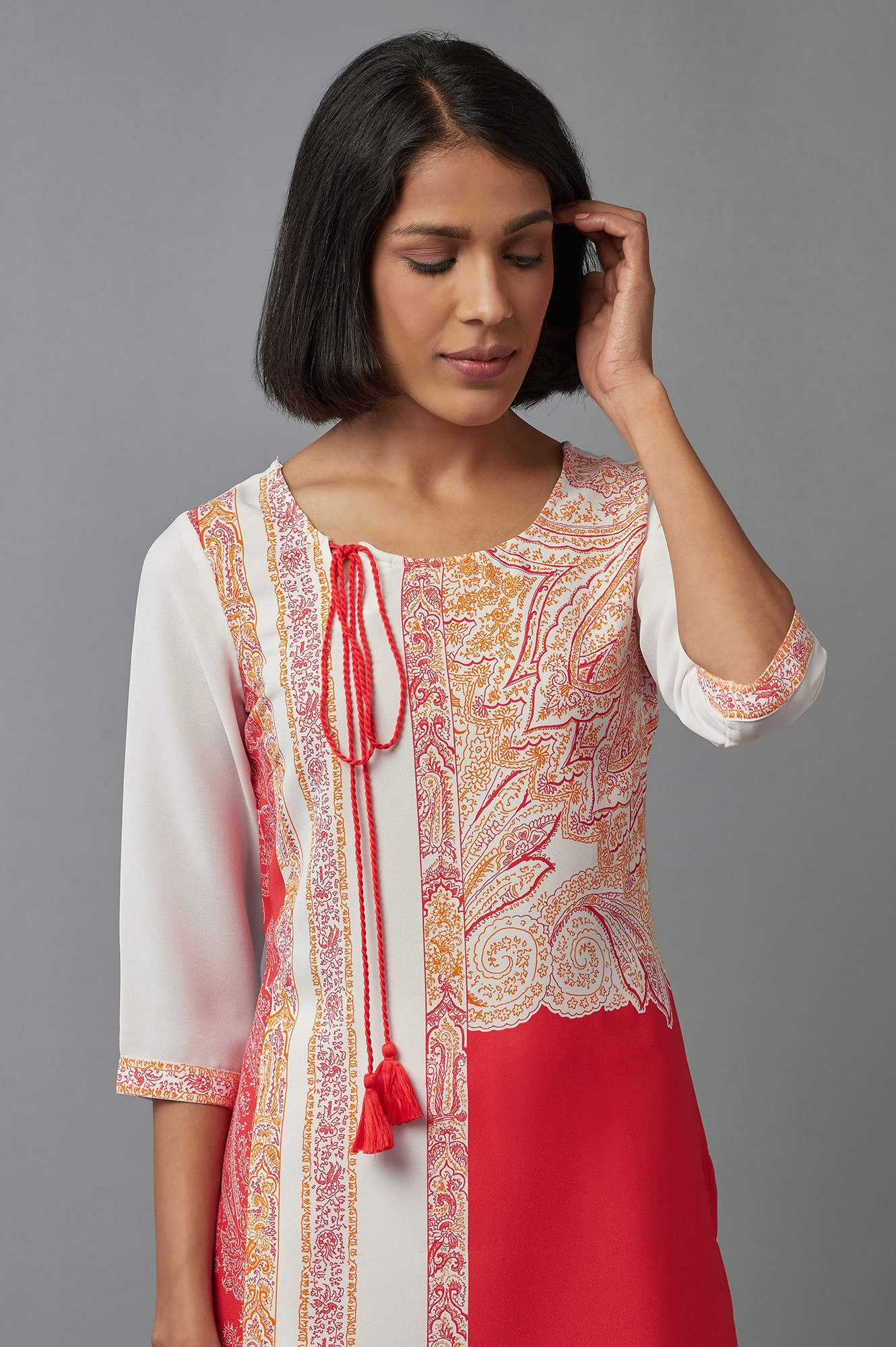 Red Moss Crepe kurta